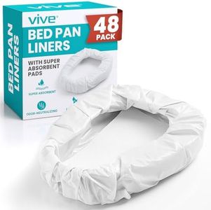 Vive Bed Pan Liners and Absorbent Pads (48 Pack) - for Elderly Men & Women - Comfortable & Disposable Bedpan Liners for Adults - Spill Proof Incontinence Pads, Reduces Odors - HSA/FSA Eligible