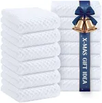 Wealuxe Super Absorbent Kitchen Towels 12 Pack - Premium 100% Cotton Kitchen Towels, 450GSM Thick Machine Washable White Dish Towels for Kitchen Drying, Cleaning, Dobby Weave, Unmatched Quality