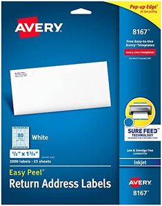 Avery® Easy Peel® White Inkjet Address Labels, Return, 8167, 1/2" x 1 3/4", Box of 2,000