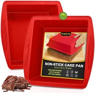 Walfos Silicone Square Cake Pan, 8 inch Brownie Pan with Non-Slip Grips, Non-Stick and BPA Free, Perfect for Brownie, Cake, Bread, Pie & Lasagna, Set of 2