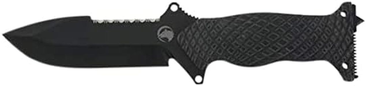 Luna Tech, LTK9502, Dave Young Tactical Knife, 11In. Full Length Tang, Fixed Blade, TPR Handle, Carbide Tip, Includes Black Sheath with Molle System
