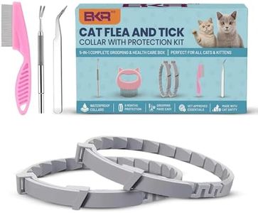 BKRMART Cat Flea and Tick Collar 8-Month Protection Natural Flea Collar for Cats & Kittens with Flea Comb, Shell Comb, Tick Tweezers & Tick Removal Tool | 5-in-1 Cat Flea Collar & Protection Kit Set