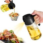 JKJG 2 in 1 Oil Sprayer,16oz/470ml Oil Spray Bottle for Kitchen/Cooking/Salad/Air Fryer/Barbecue,Olive Oil Spray Bottle with Glass as Kitchen Accessories (Black)