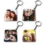 GiftsOnn Square Shape Photo Print wodden 4 Keychains Keyring - gift for boy,girl,hubby,wifey,Anniversary,Birthday gift, gifts for rakhi, gifts for brother