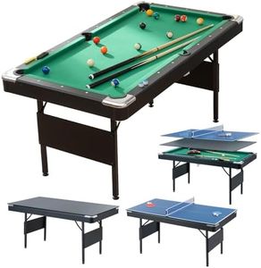 3 in 1 Pool Table Ping Pong Dining Table Combo, 65.75in Foldable Billiard Tables/Table Tennis, Multi Game Table, with Billiard and Tennis Paddles Accessories