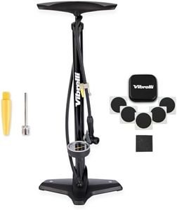 VIBRELLI Bike Floor Pump with Gauge & Puncture Kit - 160 PSI - Presta Valve Bike Pump Switches to Schrader - High Pressure Bicycle Pump,Black