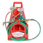 Tacarlha Professional Heavy Duty Oxy Acetylene Welding & Cutting Torch Kit - Complete Set with Brass Torch, Tanks, Regulators & Portable Holder Red