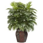 Fourwalls Beautiful Artificial Areca Palm Plant Without Vase (21 Leaves, 75 cm Tall, Green, Set of 2)