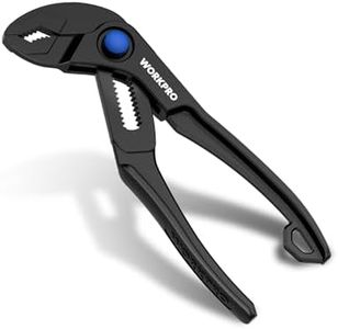 WORKPRO Mini Water Pump Pliers, 4-Inch Groove Joint Pliers, Fast Adjustable Tongue and Groove Pliers with 15-Position Push-Lock, V-Jaw for Multi-Surface Grip, Ideal for Tight Spaces and Versatile Use