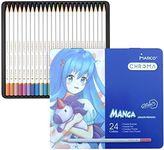 Pastel Colors Colored Pencils Marco Chroma Manga 24 Count Set in Metal Box; 2B Hardness, Professional Drawing Supplies for Kids, Adults, Artists; Coloring Oil Pencil for Art, Sketching, Drawing