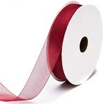 UKIYO | Organza Ribbon(15+ Color Variations Inside) (L-35 Meters,W-1 Inch) | Ribbon for Gift Wrapping,Gift Bows Making, Decoration,Bags Handle (Pack of 1, Wine Red)