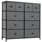 LYNCOHOME Chest of Drawer, Fabric Storage Drawers Easy to Assemble, 10 Drawers Dresser with Deep and Large Drawers, for Bedroom, Living room, Kids room, Closet (Cold Gray)