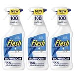 Flash BATHROOM Cleaning Spray 800ml X 3 – Powerful Multi Surface Cleaner – Removes Limescale, Soap Scum & Bathroom Dirt – Fast Acting Spray For Tiles, Sinks, Taps & Showers