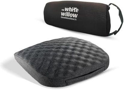 The White Willow Orthopedic Seat Cushion for Car & Travel – Memory Foam Tailbone Support Pillow for Sitting & Back Pain – Ideal for Office Chair, Flights, Bus, Train – Washable Cover – Grey