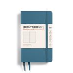 LEUCHTTURM1917 365630 Notebook Pocket (A6), Hardcover, 187 Numbered Pages, Stone Blue, Dotted