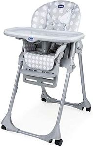 Chicco Polly Easy Seggiolone Pappa Evolutivo per Bambini da 6 Mesi a 3 Anni (15 kg), Reclinabile a Sdraietta Altezza e Poggiapiedi Regolabili, 4 Ruote, Chiusura Compatta - Giraffe, Grigio