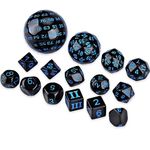 OEAYA 15 Pieces DND Dice Set Acrylic Polyhedral Dice D3-D100 Game Dice Set for Dungeons and Dragons, RPG, MTG Table Games (Black&Blue)