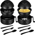 Zubebe 2 Sets Ramen Bowl Set with Handle Lid Microwave Ramen Cooker Ramen Noodle Bowl with Chopsticks Spoon Fork Ramen Noodle Microwave Bowl College Dorm Room Apartment Essentials for Girl Boy (Black)