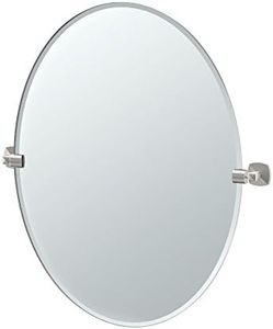 Gatco 4159LG Jewel Frameless Oval Mirror, Satin Nickel, 32"H
