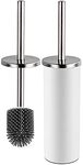 Bingobang Toilet Brush and Holder,Stainless Steel Lid Handle,Silicone Deep Cleaner Toilet Brushes with Quick Drying Holder Set for Bathroom Toilet(White)
