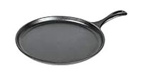 Lodge 26.67 cm / 10.5 inch Pre-Seasoned Cast Iron Round Griddle / Pancake Pan, Black