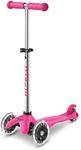 Micro Scooters | Mini Micro Plus LED Children's Scooter | Handlebar Adjustable | Light Up Wheels | 2-5yrs | Boys & Girls | Pink