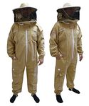 AGS Round hat Beekeeper cotton olive suit bee suit beekeeping traditional protection bee protective clothing professional bee keeping suit (Medium)