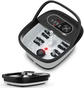 Snailax klappbares Fußbad mit Massage und Heizung, Fußsprudelbad mit 14 Heizstufen | Shiatsu-Rollen | Blasen | Rotlicht | Timer, Fußwanne elektrisch 35℃-48℃, faltbares Fußmassagegerät
