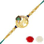 Riddhika Ventures Mens Stunning Gold Plated Designer Brother's Rakhi With Roli Chawal And Greeting Card (P3)