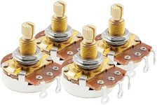 Musiclily Pro A500K Brass Shaft Metric Coarse 18-Spline Split Shaft Pots Audio Taper Potentiometers for Electric Guitar Bass (Set of 4)