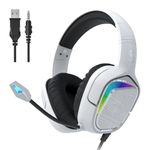 Black Shark Gaming Headset for PC, PS4, PS5, Xbox, Switch, All-in-1 Gaming Headphones with Ultra-Clear Bendable Mic, 50mm Dynamic Drivers, Noise Isolation Ear Cushions, in-line Controls - White