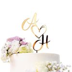 Wedding Initials Cake Topper, Personalized Acrylic Cake Decor, Custom Gold Cake Topper, Engagement Gift, Rustic Cake Decoration