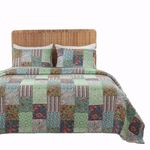 Greenland Home Jasmin Boho Style Oversized Quilt and Pillow Sham Set, Twin/Twin XL (2-Piece), Jade