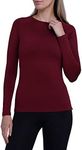 TCA Super Thermal Long Sleeve Women Running, Ski Base Layer - Compression Shirts Woman, Long Sleeve Workout Tops for Women - Cabernet, Large