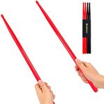 5A Nylon Drumsticks for Kids Adults: Light Durable Drum Sticks Black Red with Anti-Slip Handles for Electronic Drums Exercise Percussion Accessories (2 Pairs)