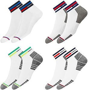 NAVYSPORT 4 Pairs Socks Men Women Ankle Sports Running Socks, White, Pack of 4, UK Size: 9-11