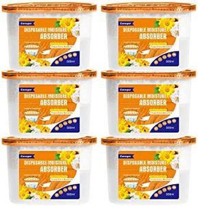 CANAGER Moisture Absorber Box - 6 Packs, 12.5 oz Cup, Jasmine Calendula, Odor Eliminator and Dehumidifier for Closet, Bedroom and Kitchen.