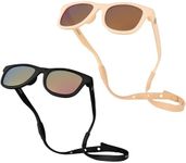 Polarized Baby Sunglasses With Strap - Bundle of 2 Pairs - Peach & Black Baby Sunglasses