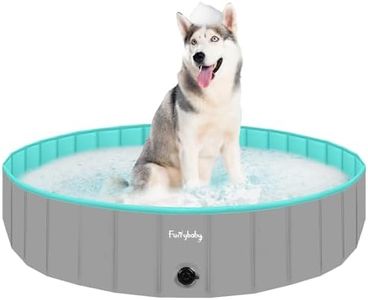 Furrybaby Dog Pool Foldable Dog Pools for Large Dogs with Hard Plate Collapsible Pet Bath Pool Kiddie Grey 63''