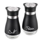 Pack of 2 Salt and Pepper Pots Salt and Pepper Shaker Salt and Pepper Set Salt Shaker Salt Pot Kitchen Accessories (Black)