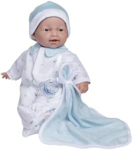 JC Toys- Muñeca La Baby de 28 cm tiene cuerpo blando y lavable, manta y chupete, azul, diseñada en España, +12 meses