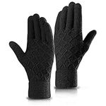 CUQOO Touch Screen Thermal Gloves – Warm & Comfortable Black Winter Gloves | Anti-Slip Gloves for Men | Cosy Lightweight Black Winter Gloves for Men Women | Sport Walking Riding Driving Cycling