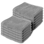 Makooz 10 Pc Face Flannels Pack - 500 GSM 100% Egyptian Cotton Towel Set - Quick Dry and Absorbent Wash Cloth - Easy Drying Kitchen and Bath Flannel for Home Spa and Professional Use (Grey 30x30 CM)