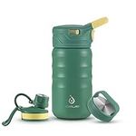 IDEUS Vacuum Insulated Water Bottle, 12 Oz (360 ml) Stainless Steel Double Wall Flask Metal Sports Canteen with Leak-Proof Screw Cap (Green)