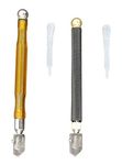 2Piece Glass Cutter 3mm-12mm, Self-Oiling Tungsten Carbide Glass Cutter, Professional Glass and Mirror Scoring Tool, Mosaic/Tiles/Mirror Glass Cutting Tool 2-Pack(Carbon Fiber + Metal)