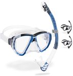 CRESSI Combo Big Eyes+Alpha U.D. Clear/Azure - Unisex Mask Extraordinary Visibility Big Eyes and Dry Snorkel Alpha U.D. Ideal for Diving, Snorkelling, Clear/Azure, One Size