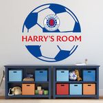 Rangers Wall Sticker - Ball and Personalised Name + Decal Set Football Art (60cm Width x 60cm Height)