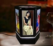 Lvi Craft Customized LED Lamp Rotating MDF Photo Frame Night Lamp Personalized Print Photo Frame Love Birthday (9 x 5 inches) , wood , Wall Mount ,Black