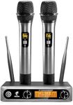 TONOR Wireless Microphone,Metal Dual Professional UHF Cordless Dynamic Mic Handheld Microphone System for Home Karaoke, Meeting, Party, Church, DJ, Wedding, Home KTV Set, 200ft(TW820)