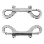 Bhogmeg 2 Pcs Double Ended Bolt Snap Hooks Zinc Alloy Double End Clip Silver Diving Clip Durable Trigger Snaps for Diving Dog Leash Key Chain Horse Tack Pet Feed Buckets